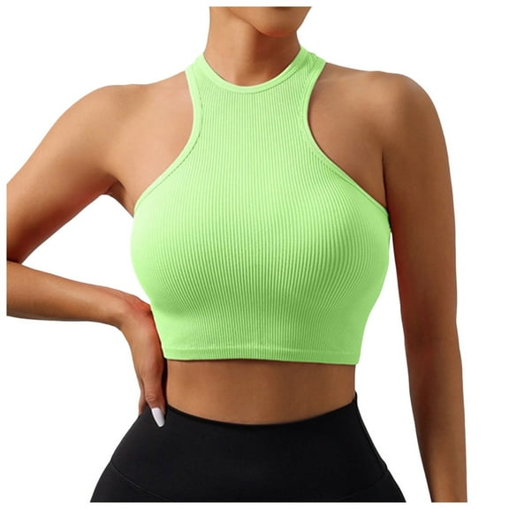 HOWPAY Full Coverage Bras for Women Push up No Underwire Wireless Supportive Stretch Sports Pullover Tank Tops Comfortable Soft Underwear Green L