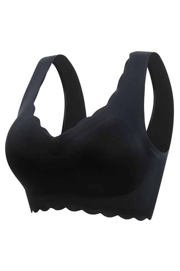 Full Coverage Bras for Women Push up Wireless No Underwire Supportive Stretch Sports Pullover Bralettes Comfortable Soft T-Shirt Bra Black M