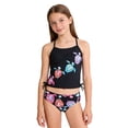 thumbnail image 1 of HOWPAY Girls Bathing Suit Tropical Print Quick Dry Sleeveless Tankini Cut Out Bikini Bottoms Swimsuit Summer Casual Sport 2 Piece Swimwear Black, 1 of 7