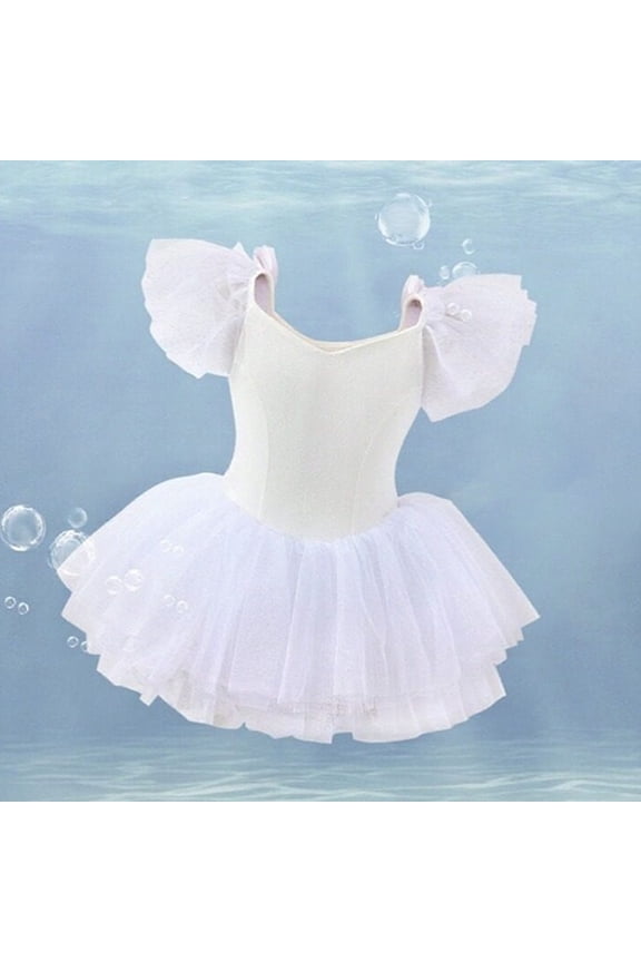 Girls One Piece Swimsuits Solid Color Sleeveless Skirted Bathing Suit Summer Beach Swim Dress Quick Dry Lightweight Sport Swimwear White