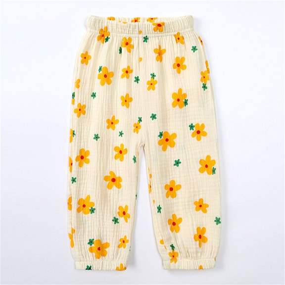 HOWPAY Girls Pants Baggy Floral Print Elastic Waist Wide Leg Lounge Pants Relaxed Fit Comfy Casual Pull on Lightweight Summer Clothes Purple