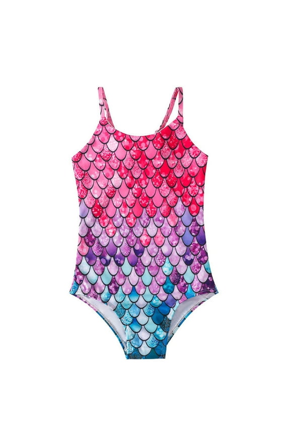 Girls Swimsuit One Piece Sleeveless Spaghetti Strap Bathing Sports Stretch Tankini Set for Beach Pool Soft Casual Summer Swimwear Hot Pink