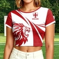 thumbnail image 1 of HOWPAY Graphic Baby Tee National Flag England Soccer Shirt Crop Tops T-Shirt Croatia Short Sleeve Slim Fit Retro Sports Jersey Red M, 1 of 6