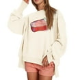 thumbnail image 1 of HOWPAY Graphic Sweatshirts for Women Oversized Crew Neck Long Sleeve Drop Shoulder Vintage Casual Loose Fit Pullover Tops Fall Y2k Clothes White S, 1 of 5