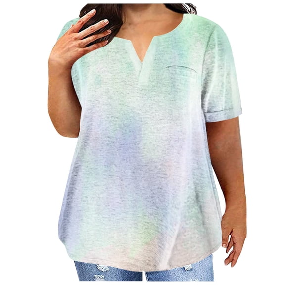 HOWPAY Graphic T Shirts for Women Basic Loose Fit Cute Tees Casual V Neck Short Sleeve Blouse Vintage Lightweight Cozy Soft Y2K Clothes Light Green XXXXL