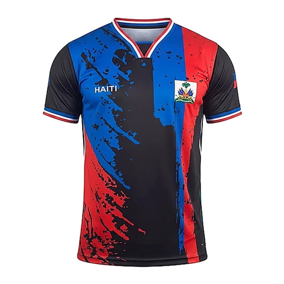 HOWPAY Haiti Soccer Jersey Women Haitian Shirt Haiti Football Jersey Womens Soccer Fan Gift Blue L