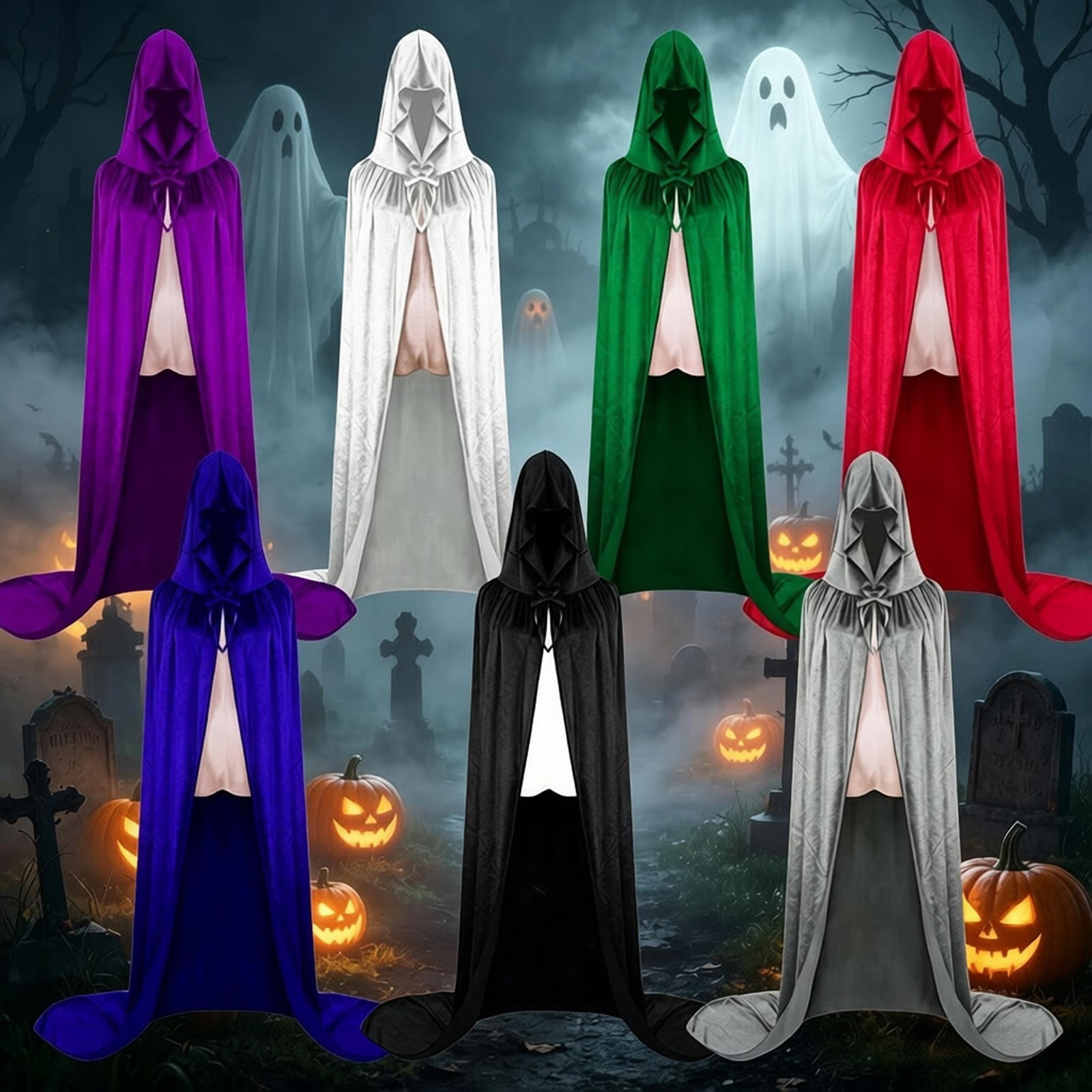 Cape fantôme à capuche, Cape fantôme d'Halloween,Cape de sorcière à capuche pour adultes pour mascarade pour femmes - Costume de cosplay d'activités effrayantes pour représentation sur scène