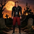 thumbnail image 1 of HOWPAY Halloween Costumes for Men Pirate Cosplay Outfit Caribbean Nautical Role Play Fancy Costume For Stage Masquerade Party Event Halloween Costumes S, 1 of 6