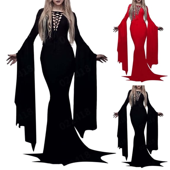 HOWPAY Halloween Costumes For Women Vampire Zombie Ghost Bride Cosplay Outfit Spooky Role Play Fancy Dress For Masquerade Party Stage Event Halloween Costume XXXXXL