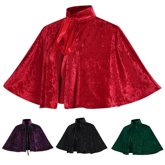 HOWPAY Halloween Costumes For Women Victorian Renaissance Short Cape Shawl Medieval Fancy Accessory For Masquerade Role Play Party Halloween Costume A