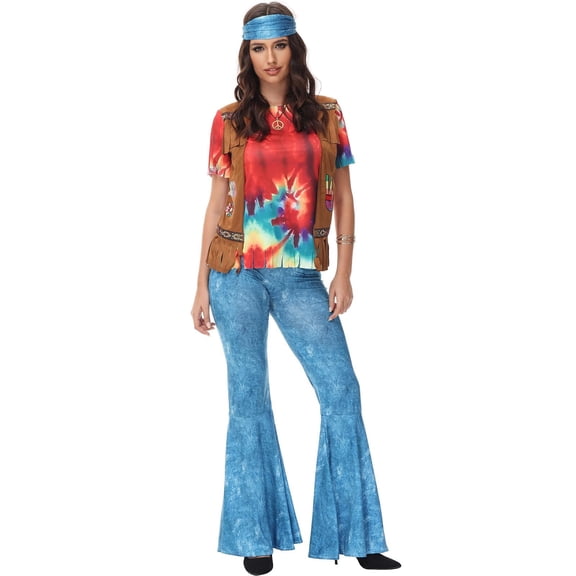 HOWPAY Halloween Costumes For Women Vintage Disco Outfit Set Retro Tribal Style Hip Hop Fancy Dress For Masquerade Party Stage Event Halloween Costume L
