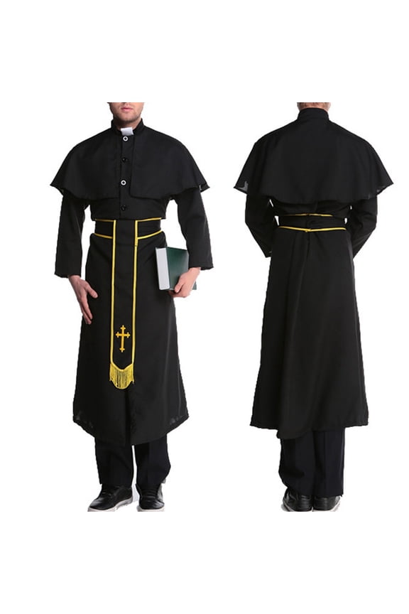Halloween Costumes for Men Jesus Priest Missionary Costume Religious Role Play Fancy Robe With Cross For Party Event Halloween Costumes M