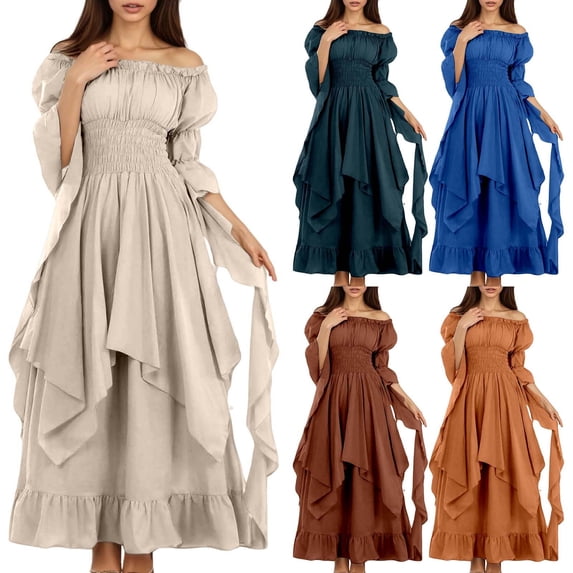 HOWPAY Halloween Dresses For Women Medieval Renaissance Vintage Dress Women Gothic Gown Stage Performance Costume Fancy Outfit For Halloween Party Halloween Costumes L/XL