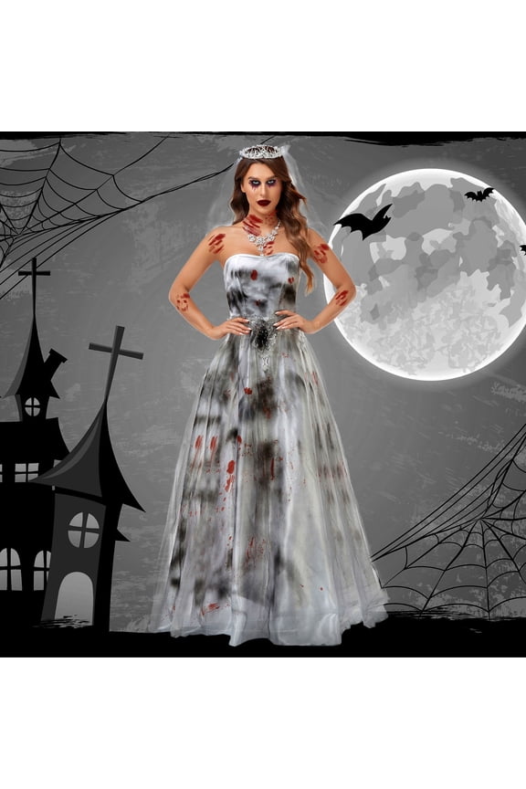 Halloween Dresses For Women Zombie Ghost Bride Dress Cosplay Costume Scary Fancy Outfit For Women Halloween Masquerade Party Event Halloween Costumes XL