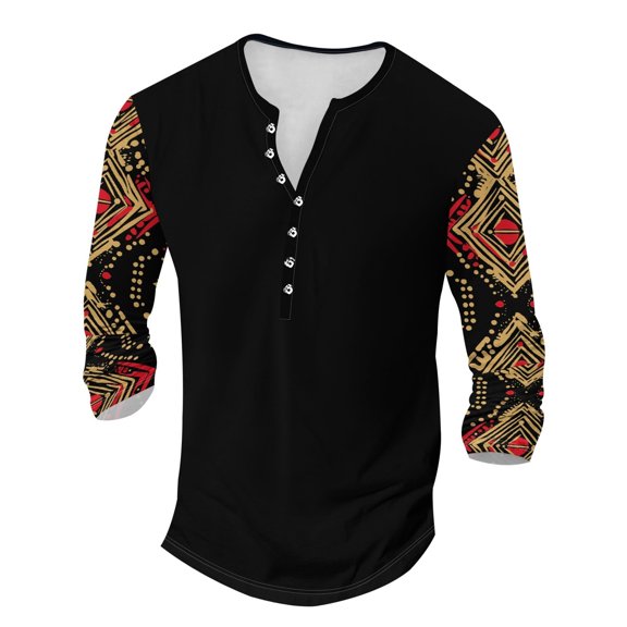 HOWPAY Henley Shirts for Men Long Sleeve Lightweight Color Block Loose Fit Classic T-Shirts Casual Button down Tee Tops Oversized Fall Clothes Black XL