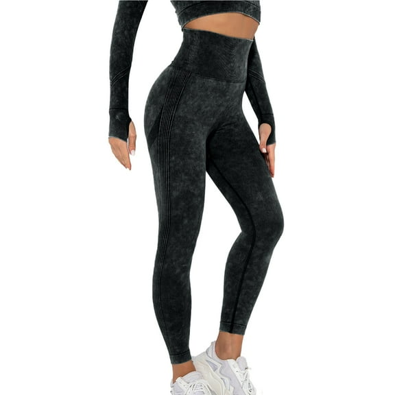 HOWPAY High Waisted Leggings for Women Tummy Control Workout Running Yoga Pants Solid Color Stretchy Slim Fit Leggings Soft Comfortable Lounge Pants Black M