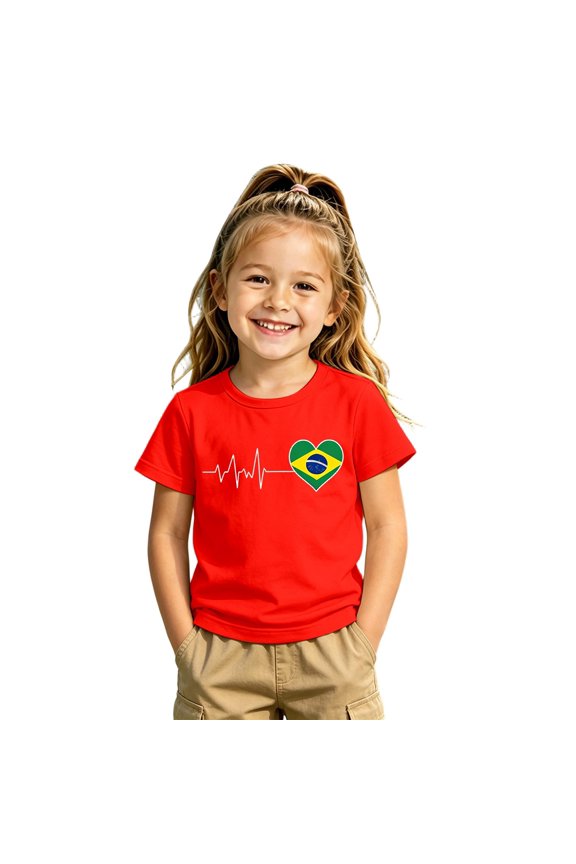 Kids Brazil Jersey for Boys Brazil Soccer Shirt Performance Short Sleeve Crew Neck Tee Shirts