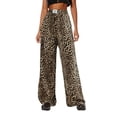 thumbnail image 1 of HOWPAY Leopard Print Womens Pants Straight Leg Pants Elastic Waist Y2k Palazzo Trousers Bottoms with Pockets Loose Fit Comfort Casual Slacks Coffee S, 1 of 4
