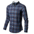 thumbnail image 1 of HOWPAY Lightweight Mens Shirts Plaid Roll up Long Sleeve Button down Checkered Shirts Regular Fit Oversized Casual Soft Tops Comfy Loose Fall Outfits Blue L, 1 of 3