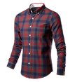 thumbnail image 1 of HOWPAY Lightweight Plaid Shirt Men Fall Clothes Roll up Long Sleeve Button down Checkered Shirts Regular Fit Oversized Casual Soft Tops Comfy Loose Fall Outfits Red XXXXL, 1 of 8