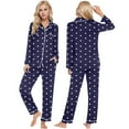 thumbnail image 1 of HOWPAY Matching Pajamas for Couples Valentine's Day Long Sleeve Button down Shirts and Pants Lounge Set Causal Soft Comfy 2 Piece Sleepwear BU1 L, 1 of 5