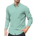 thumbnail image 1 of HOWPAY Men Dress Shirt Long Sleeve Button down Shirts Regular Fit Business Casual Stretch Solid Color Prom Wedding Lightweight Fall Outfits Mint Green XXXL, 1 of 4