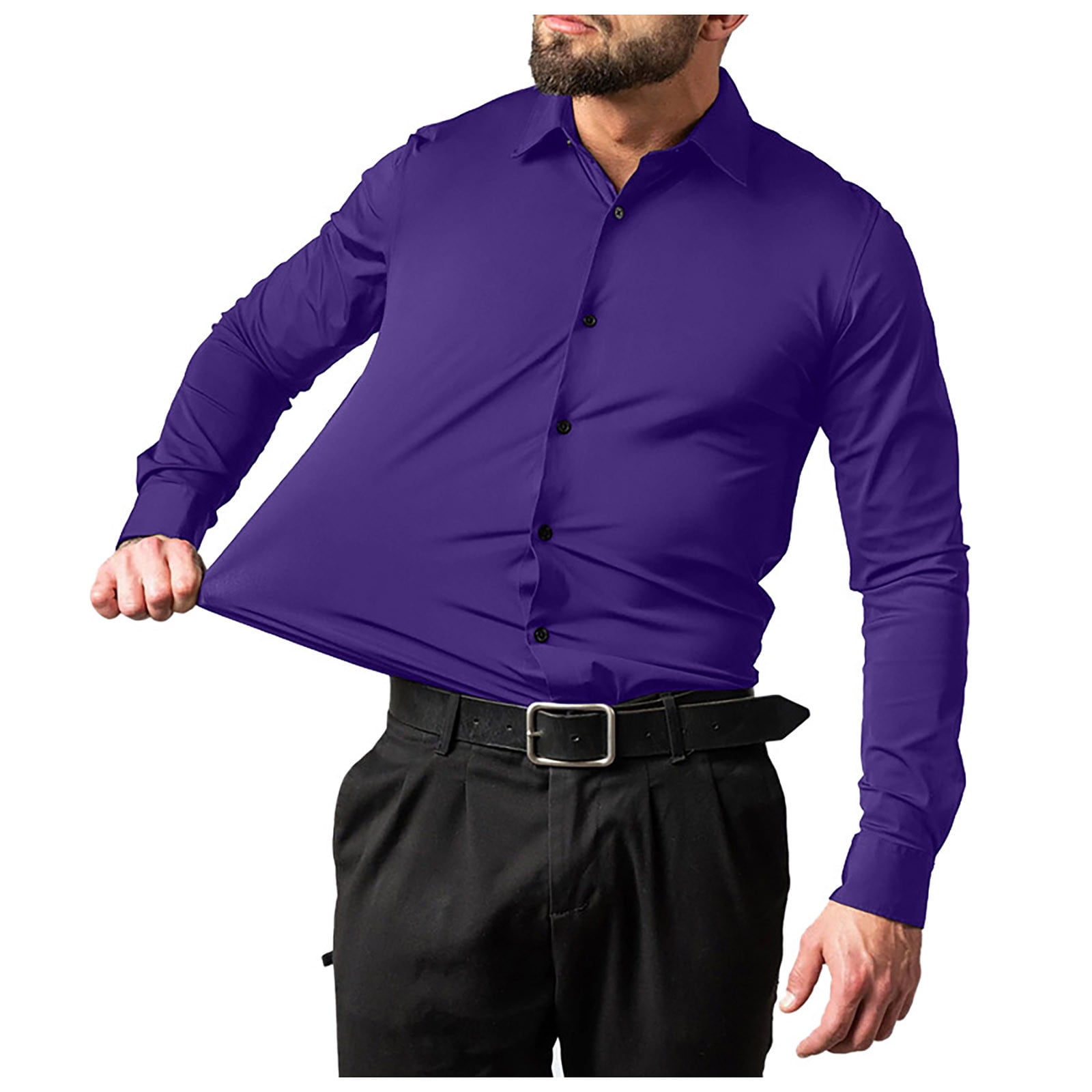 HOWPAY Mens Dress Shirt Slim Fit Formal Shirts Long Sleeve Button down  Solid Color Stretch Business Casual for Wedding and Office Fall Outfits  Beige ...