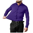 thumbnail image 1 of HOWPAY Men Dress Shirt Slim Fit Formal Shirts Long Sleeve Button down Solid Color Stretch Business Casual for Wedding and Office Fall Outfits Purple XXXL, 1 of 3
