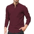 thumbnail image 1 of HOWPAY Men's Dress Shirts Long Sleeve Button down Shirts Regular Fit Business Casual Stretch Solid Color Prom Wedding Lightweight Fall Outfits Red XXXXXL, 1 of 4