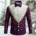 thumbnail image 1 of HOWPAY Men's Dress Shirts Valentines Graphic Slim Fit Long Sleeve Shirt Button up Stretch Casual Lightweight Holiday Party Fall Clothes Purple XXXXL, 1 of 3