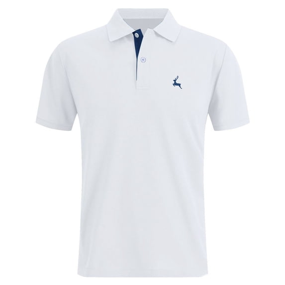 HOWPAY Men's Polo Shirts Short Sleeve Classic Button Collared T-Shirt Solid Color Breathablet Casual Loose Fit Workout Golf Shirts White XXXXL