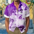 thumbnail image 1 of HOWPAY Men's Shirts Oversized Short Sleeve Button up Hawaiian Floral Print Tops Beach Holiday Stretch Casual Regular Fit Comfy Summer Clothes Purple M, 1 of 4