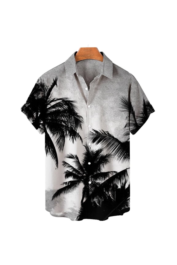 HOWPAY Men's Shirts Short Sleeve Button down Printed Shirts Work Vacation Regular Fit Casual Lightweight Soft Summer Clothes Dark Gray L