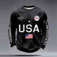 thumbnail image 1 of HOWPAY Mens 250th Anniversary USA Shirt Independence Day Freedom Pullover American Flag Graphic Crew Neck Long Sleeve Patriotic Casual T-Shirt Black L, 1 of 3