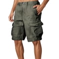 thumbnail image 1 of HOWPAY Mens Cargo Shorts Solid Color Elastic Waist Cargo Pants Multi Pockets Lightweight Relaxed Fit Stretch Outdoor Casual Work Shorts Green 33, 1 of 3