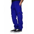thumbnail image 1 of HOWPAY Mens Cargo Sweatpants Elastic Waist Drawstring Wide Leg Sweatpants Multi Pockets Open Bottom Loose Fit Causal Solid Athletic Pant Blue XXXL, 1 of 4