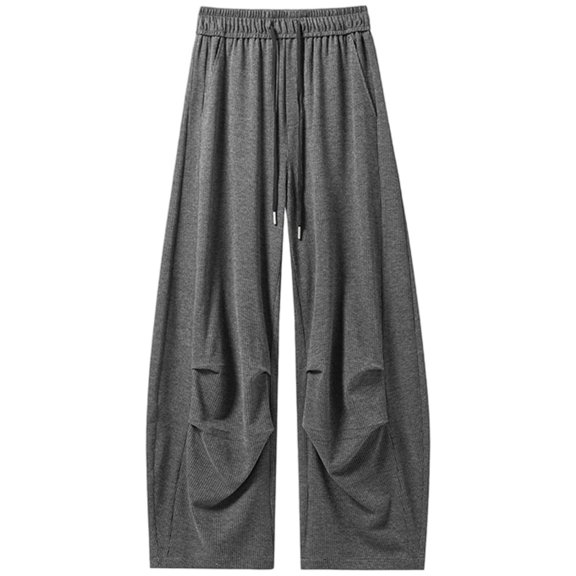 HOWPAY Mens Lounge Pants Relaxed Fit Elastic Waist Trackpants with Pockets Solid Color Wide Leg Comfy Soft Breathable Baggy Trousers Black XL