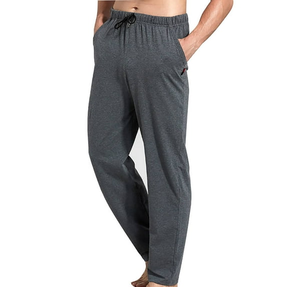 HOWPAY Mens Pajama Pants Loose Fit Straight Leg Solid Color Casual Lightweight Pjs Bottoms with Pockets and Drawstring Lounge Pants Sleepwear Grey XXXL
