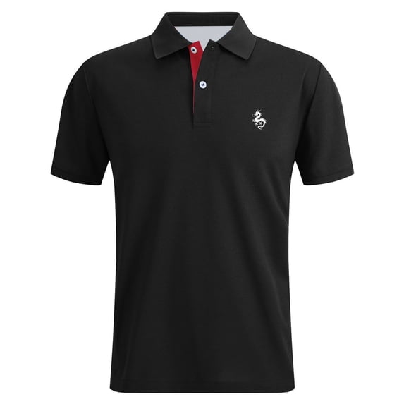 HOWPAY Mens Polo Shirts Short Sleeve Classic Collared T-Shirt Casual Solid Color Stretch Lightweight Loose Fit Athletic Work Polo T-Shirts Black L