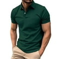 thumbnail image 1 of HOWPAY Mens Polo Shirts Short Sleeve Solid Color Summer Casual Collared Basic T-Shirt Lightweight Classic Button Athletic Golf Shirts Army Green L, 1 of 3