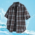 thumbnail image 1 of HOWPAY Mens Shirts Short Sleeve Button down Summer Plaid Print Holiday Beach Tops Regular Fit Casual Lightweight Comfy Clothes Blue XL, 1 of 3