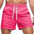 thumbnail image 1 of HOWPAY Mens Swim Trunks Summer Solid Color Quick Dry Elastic Waist Drawstring Beach Shorts Breathable Athletic Casual Bathing Suit Hot Pink XXL, 1 of 4