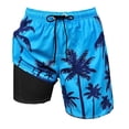 thumbnail image 1 of HOWPAY Mens Swim Trunks with Compression Liner Elastic Waist Swim Shorts Quick Dry Bathing Suits Beach Swimsuit Swimming Board Shorts Blue XL, 1 of 2
