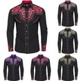 thumbnail image 1 of HOWPAY Mens Western Cowboy Shirts Vintage Embroidered Loose Fit Casual Long Sleeve Lapel Collar Button down Shirts Lightweight Fall Clothes Red XXL, 1 of 5