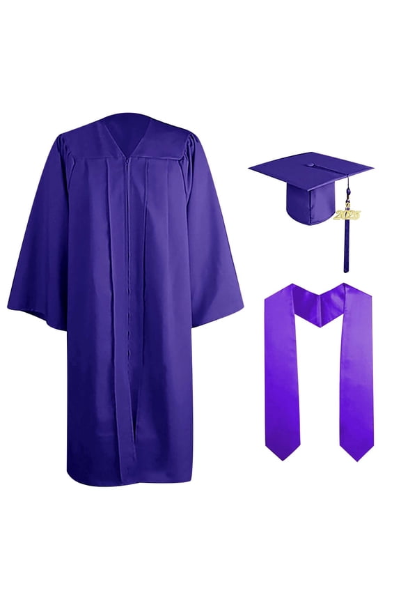 Mens Womens Unisex Graduation Cap and Gown Tassel Set Class of 2026 Graduation Robe for High School and Ceremony Outfit Purple 45