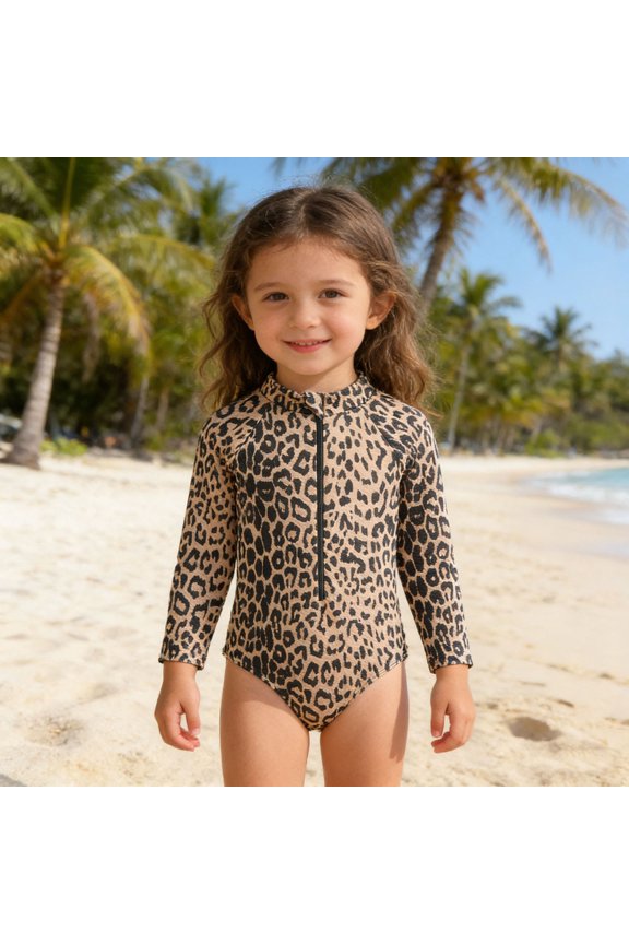 One Piece Swimsuit Girls Summer Quick Dry Long Sleeve Bathing Suit Cut Out Bikini Sets Sun Beach Pool Casual Soft Swimwear Khaki