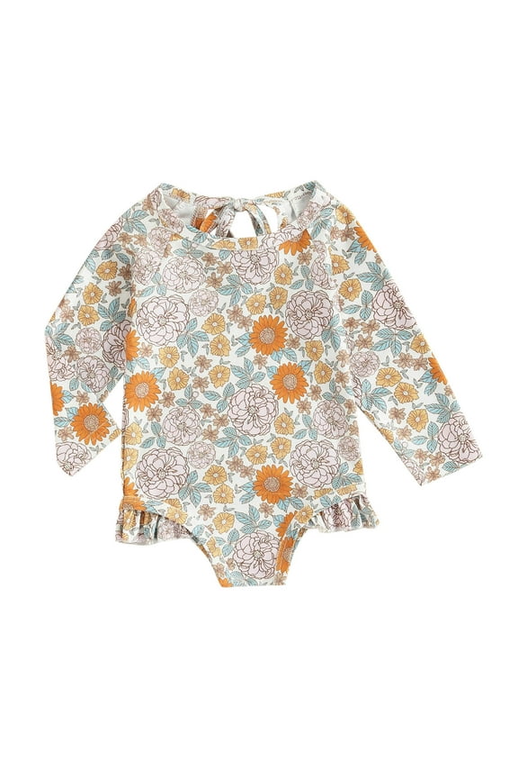 One Piece Swimsuit for Girls Long Sleeve Bathing Sports Sun Beach Tankini Set for Swimming Pools Soft Stretch Loose Fit Summer Swimwear Yellow