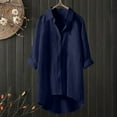 thumbnail image 1 of HOWPAY Oversized Button down Shirts for Women Long Sleeve Casual Blouse V Neck Collared Solid Color Loose Fit Office Work Shirt Navy XXL, 1 of 4