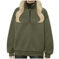 thumbnail image 1 of HOWPAY Oversized Sweatshirt for Women Lapel Quarter Zipper Solid Color Casual Pullover Long Sleeve Shirts Comfortable Loose Fall Y2k Clothes Green M, 1 of 3
