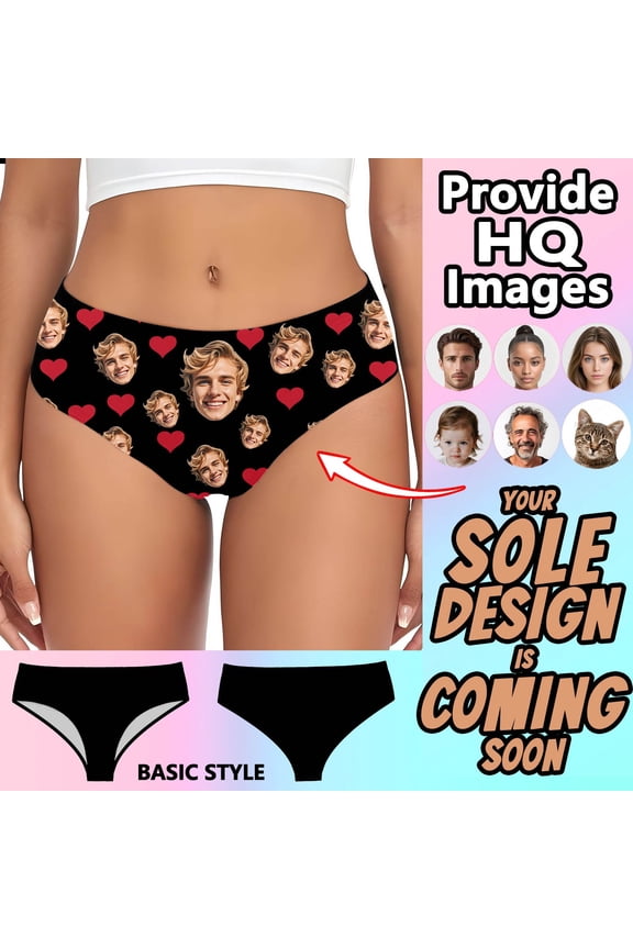 Panties for Women Customized Funny Underwear Personalized Briefs Valentine's Day Gifts Breathable Stretchy Soft Comfort Underpants Black L